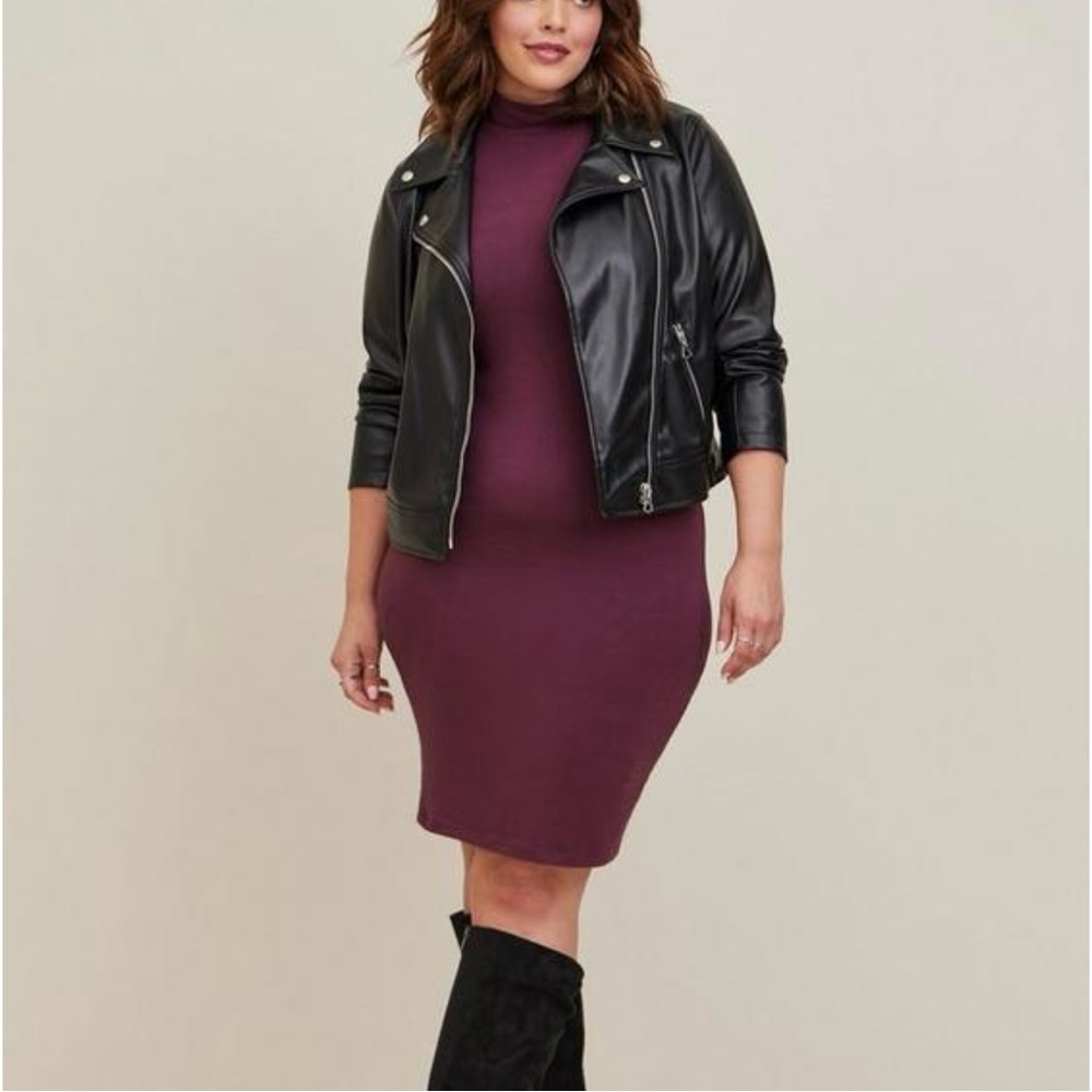Torrid Mini Foxy Mock Neck Bodycon Dress Wine Color Women’s Size 1X (14-16) - Picture 5 of 11